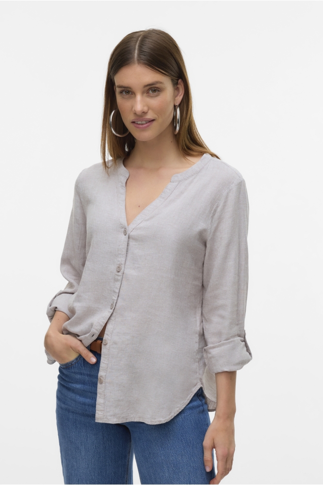 VMLINN LS V-NECK SHIRT WVN NOOS 10323030 MOON ROCK